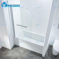 Weisdon Salle De Bains En Verre Cabine De Douche En Aluminium Écran De Douche Charnière Pivot Douche Baignoire Porte