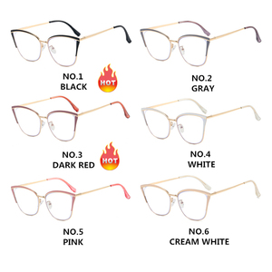 Lentes con Bloqueo de Luz Azul, Diseño Cuadrado Ojo de Gato, Color Rojo, Blanco y Beige, Metal, <span class=keywords><strong>Gafas</strong></span> Ópticas Anti Luz Azul de Moda <span class=keywords><strong>para</strong></span> Mujer - Product Image 6