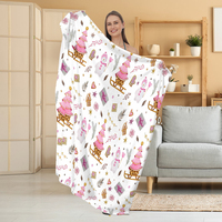 Selimut Flanel Ringan Hangat Musim Dingin dengan Cetakan Digital Gambar Kartun Hewan Lucu, Nyaman untuk Sofa, Tempat Tidur, Berkemah, dan Bepergian