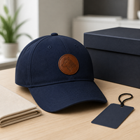 Gorra de Béisbol de Lujo de 6 Paneles con MOQ Bajo, Visera Curva de Sarga de Algodón, Parche de Cuero, Tacto Suave, Envío Rápido, Regalo Corporativo, Etiqueta Personalizada