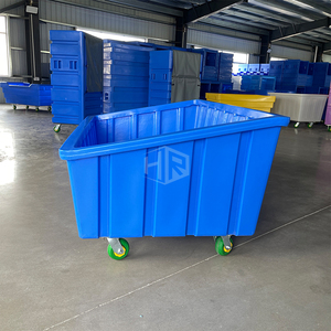 Fabricante Rotomold color personalizado azul planta de lavado plástico Lino carro camión lavandería carro para Hospital Hotel - Product Image 3