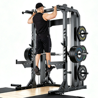Cage de musculation robuste en acier avec station de traction, banc réglable et ensemble de plaques de poids pour barre