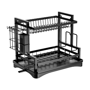 Moderno stendino per piatti staccabile a 2 livelli in metallo con vassoio per gocciolamento di grandi dimensioni per piatto e <span class=keywords><strong>ciotola</strong></span> - Product Image 1