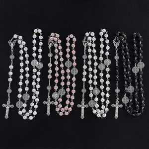 Collar <span class=keywords><strong>de</strong></span> <span class=keywords><strong>Rosario</strong></span> con Colgante <span class=keywords><strong>de</strong></span> Cruz Personalizado al por Mayor, Joyería Religiosa Cristiana Multicolor con Cuentas <span class=keywords><strong>de</strong></span> Diamantes <span class=keywords><strong>de</strong></span> Imitación - Product Image 3