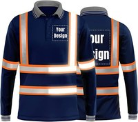 Magliette ad Alta Visibilità a Maniche Lunghe, T-Shirt Riflettente da Lavoro per Uomo, Abbigliamento da Costruzione Nero e Arancione, Polo Alta Visibilità con Logo