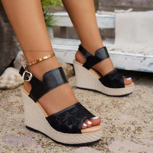 Women Summer Mesh <b>Platform</b> Peep Toe <b>Wedge</b> <b>Sandals</b> New Thick Sole Breathable European American Roman <b>Sandals</b> - Product Image 3