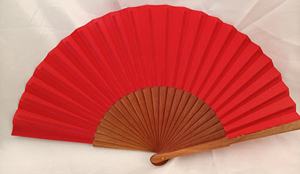 Abanico de madera de algodón y poliéster liso de alta calidad de 23cm tallado para fiesta de boda - Product Image 6