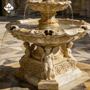 <span class=keywords><strong>Fontaine</strong></span> d'eau en marbre naturel sculptée à la main sur mesure, sculpture élégante en pierre, élément aquatique parfait pour l'extérieur - Product Image 2