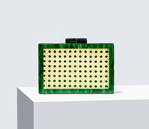 2026 New Fashion Acrylic Chains Patchwork Evening Bag Retro <strong>Green</strong> Box Design Banquet Shoulder <strong>Clutch</strong> Women High Quality 5 Inch - Product Image 5