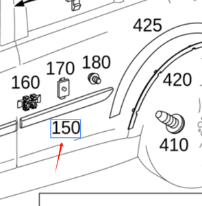 A1646901162 striscia protettiva anti-collisione porta anteriore sinistra porta <span class=keywords><strong>164</strong></span> 690 11 62 per Mercedes Benz <span class=keywords><strong>164</strong></span> - Product Image 1