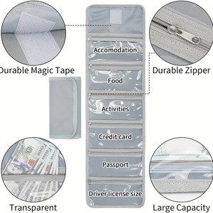 Money Organizer for Cash Bag with 6 Zip Pocket Waterproof Black Cash Envelope <strong>Wallet</strong> for Saving Bills Coins Budgeting <strong>Receipts</strong> - Product Image 4