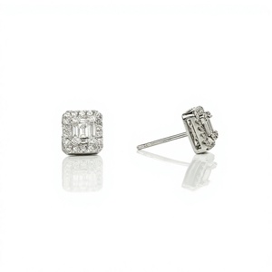 Pendientes de Diamantes Creados en Laboratorio, Joyería Fina, Plata de Ley 925, Oro Blanco Sólido de 10K, 14K, 18K, Pendientes con Halo de Ilusión - Product Image 3