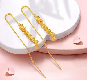 Boucles d'oreilles longues Xinfly Au750 en or massif 18 carats véritable, motif queue de phénix, chaîne Chopin, cadeau pour femme - Product Image 3