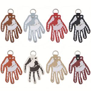 Stocked 8 Colors Funny Pu Leather Screen Printed Portable Hand Palm Keychain for Kids Bags <b>Backpacks</b> Handbags Decoration - Product Image 1