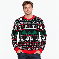 Pull de Noël personnalisé pour homme – Tricot amusant et original avec logo frontal, anti-rétrécissement, OEM, marque privée, vente en gros