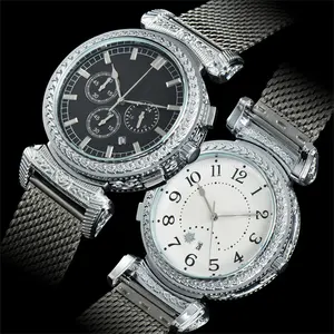 Hochwertige Großhandel Weihnachts geschenk Uhr Armband Schmuck Luxusmarke Mode Mesh Armband Doppelseitige Quarzuhr für Männer