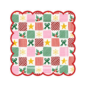 DAMAI Christmas Customized Party Tableware Set Disposable Christmas Santa Ring Bow Knot Star Gift <b>Pattern</b> <b>Paper</b> Plate - Product Image 3