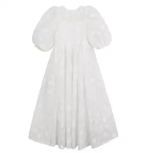 新到儿童设计师服装蕾丝白色甜美洛丽塔风格碎花女孩服装青少年女孩服装