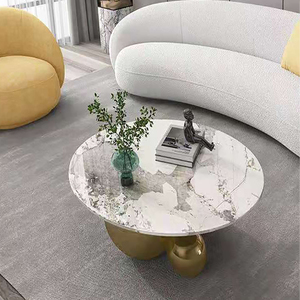 Bàn trà nhỏ thiết kế sang trọng nhẹ nhàng, hình dáng đặc biệt, kiểu tròn đơn giản, chất liệu đá sintered Ý, dùng trong gia đình, phòng khách - Product Image 3