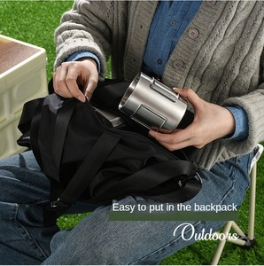 Bicchiere isolato eco-friendly in acciaio inox 200ML 300ML 400ML 304 manico pieghevole tazza <span class=keywords><strong>da</strong></span> tè per campeggio fiamme libere uso - Product Image 2