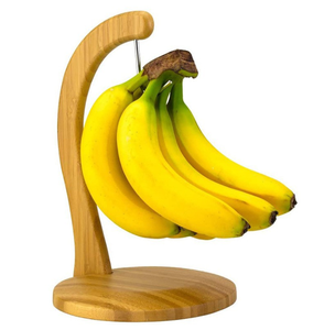 Cestino appendibile in bambù ecologico <span class=keywords><strong>a</strong></span> 1 livello per frutta con gancio porta banana - Product Image 4
