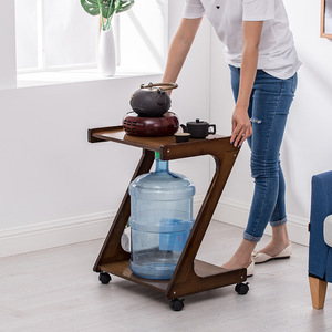 Mesa auxiliar móvil de madera maciza con ruedas, mesa de centro pequeña para sala de estar, sofá cama, multifunción - Product Image 1