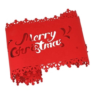 Ahuecado-hacia fuera copos <span class=keywords><strong>de</strong></span> nieve y alce sentía feliz Navidad <span class=keywords><strong>Mesa</strong></span> Runner por mucho tiempo <span class=keywords><strong>de</strong></span> comedor <span class=keywords><strong>mesa</strong></span> <span class=keywords><strong>de</strong></span> comedor - Product Image 1