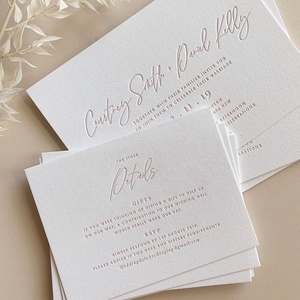Invitación de Boda Personalizada, Combo de Invitación de Boda con Tarjeta de Confirmación de Asistencia a Juego, Impresión Tipográfica y Grabado en Relieve - Product Image 3