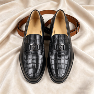 <span class=keywords><strong>Mocasines</strong></span> Impermeables y Transpirables, <span class=keywords><strong>Mocasines</strong></span> Negros con Hebilla en V y Estampado de Cocodrilo para Hombre, Zapatos de Vestir Formales de Cuero, Zapatos Casuales Sin Cordones - Product Image 2