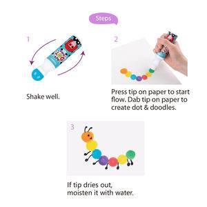 مجموعة أدوات رسم فنية للأطفال: ألوان قابلة للغسل للرسم بالنقاط وأقلام تحديد 6 ألوان - Product Image 5