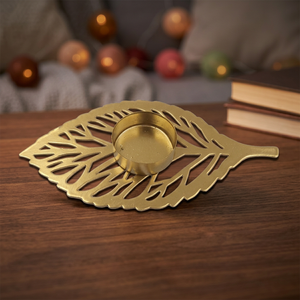 Handmade Gold Metal Leaf <b>Tea</b> Light Candle Holder Decorative Leaf Shaped Votive Candle <b>Stand</b> for Home Decor Table Centerpiece Fes - Product Image 4