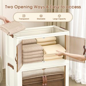 Best Selling Foldable Collapsible Storage Cabinet PP <b>Plastic</b> Stackable <b>Box</b> for Children's Toys Organizer Over 35L Capacity - Product Image 2