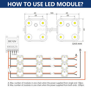 Módulo LED SMD2835 de 12V a Prueba de Agua con 4 LED para Letras de Canal de Rótulos - Product Image 5