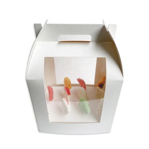 Caja <span class=keywords><strong>de</strong></span> cartón blanca decorativa para llevar, con ventana para exhibir cake pops, caja <span class=keywords><strong>de</strong></span> embalaje <span class=keywords><strong>de</strong></span> papel para dulces, impresión offset - Product Image 2