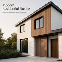 Revêtement de façade en panneaux extérieurs WPC à effet bois pour la rénovation de maisons modernes et résidentielles