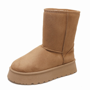 Women's <strong>Classic</strong> Mid Calf Winter Snow Boots Soft Anti-Slip Ankle Fur Lined Warm Faux Suede Leather Comfortable Mid Calf <strong>Platform</strong> - Product Image 4