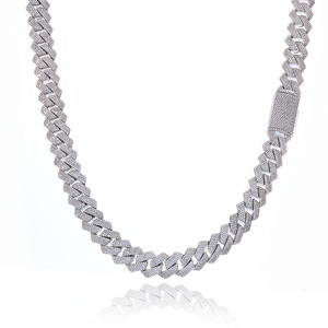 สร้อยคอแบบ Cuban Link ชุบเงิน 925 ประดับเพชร Moissanite แบบสั่งทำขายส่ง สไตล์ฮิปฮอป ระดับ VVS1 ผ่านการทดสอบเพชร - Product Image 5