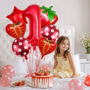 Set de 7 Globos de Número con Diseño de Fresa y Puntos, con Empaque de Cartulina, para Decoración de Fiestas Infantiles - Product Image 3