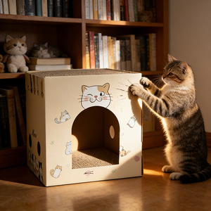 Composteerbaar papieren kattenhuisje. Biologisch afbreekbaar buitenhuisje voor katten van papier - Hernieuwbaar papier, milieuvriendelijk, rechtstreeks van de fabriek. - Product Image 1