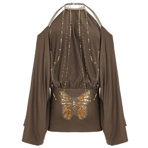 GHH11980- Nouvelle robe sexy dos nu avec chaînes, motif papillon, manches chauve-souris et <span class=keywords><strong>jupe</strong></span> <span class=keywords><strong>courte</strong></span> 2026 - Product Image 5
