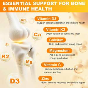 OEM ビタミンD3 K2 グミ（D3 10000IU、K2 200mcg配合）6 in 1 ビタミンDサプリメント（マグネシウム、亜鉛、カルシウム配合、骨と免疫の健康に） - Product Image 4