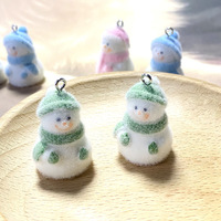 Hoogwaardige 3D harsfiguren met flocking, hars ornament, cartoon sneeuwpop harsmallen, flocking hars charme voor Kerstmis