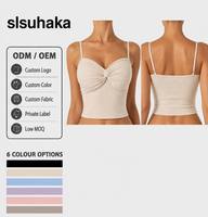 Dames Effen Kleur Twist Camisole Gewatteerd Yoga Zomer Trendy Top Casual Rekbaar Zacht Dagelijks Mode Gelaagd Comfortabel