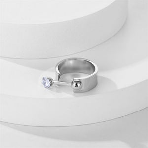 Unique <b>Ring</b> Jewelry Stainless Steel Cuff Open <b>Ring</b> Gold Plated Chunky Diamond <b>Rings</b> for Women - Product Image 6