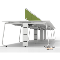 Poste de travail de bureau moderne et modulaire, durable, pour 4, 6 ou 8 personnes, conçu en matériau MFC, KALN KL-323, garantie 6 ans