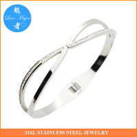 Bracelet jonc ouvert en acier inoxydable, design infini, minimaliste et épuré, bijou de mode