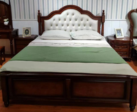 Lit de Roi Classique en Bois Massif Sculpté pour Villa et Mobilier de Chambre Antique GSA23-GSA25