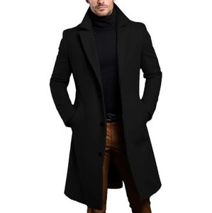 Veste coupe-vent pour <span class=keywords><strong>homme</strong></span> 2026, simple boutonnage, longueur longue, coupe ajustée, avec décoration boutonnée et col - Product Image 4