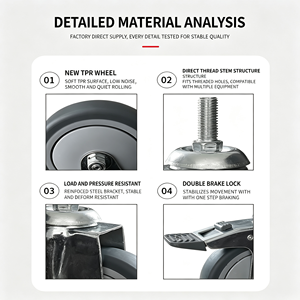 EFON Polypropylene Stainless Steel Iron Nylon Rubber Polyurethane 125mm Swivel Caster Wheel Total Lock Brake 250kg Capacity - Product Image 5