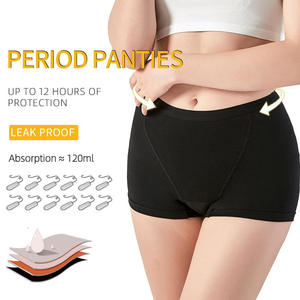 Culottes Boyshort OEM en Gros de Haute Qualité, Anti-Fuites, 4 Couches de Coton Absorbant, <span class=keywords><strong>Sous</strong></span>-vêtements Menstruels pour Femmes - Product Image 3